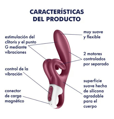 TOUCH ME VIBRADOR RABBIT FLEXIBLE ROJO RECARGABLE USB SATISFYER