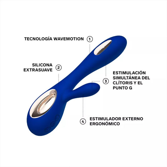 SORAYA WAVE VIBRADOR RABBIT DE LUJO MIDNIGHT AZUL RECARGABLE USB LELO