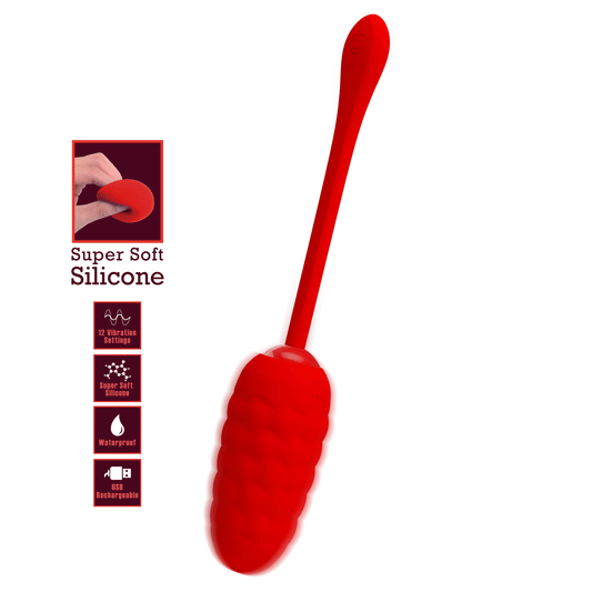HUEVO VIBRADOR PRETTY LOVE - CON TEXTURA MARINA RECARGABLE ROJO