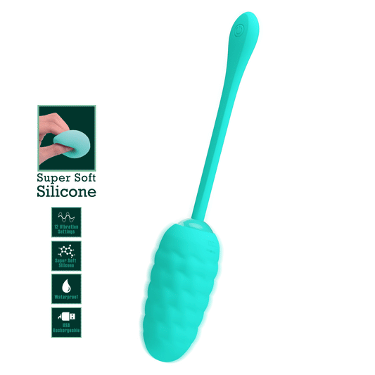 HUEVO VIBRADOR PRETTY LOVE - CON TEXTURA MARINA RECARGABLE VERDE AGUA