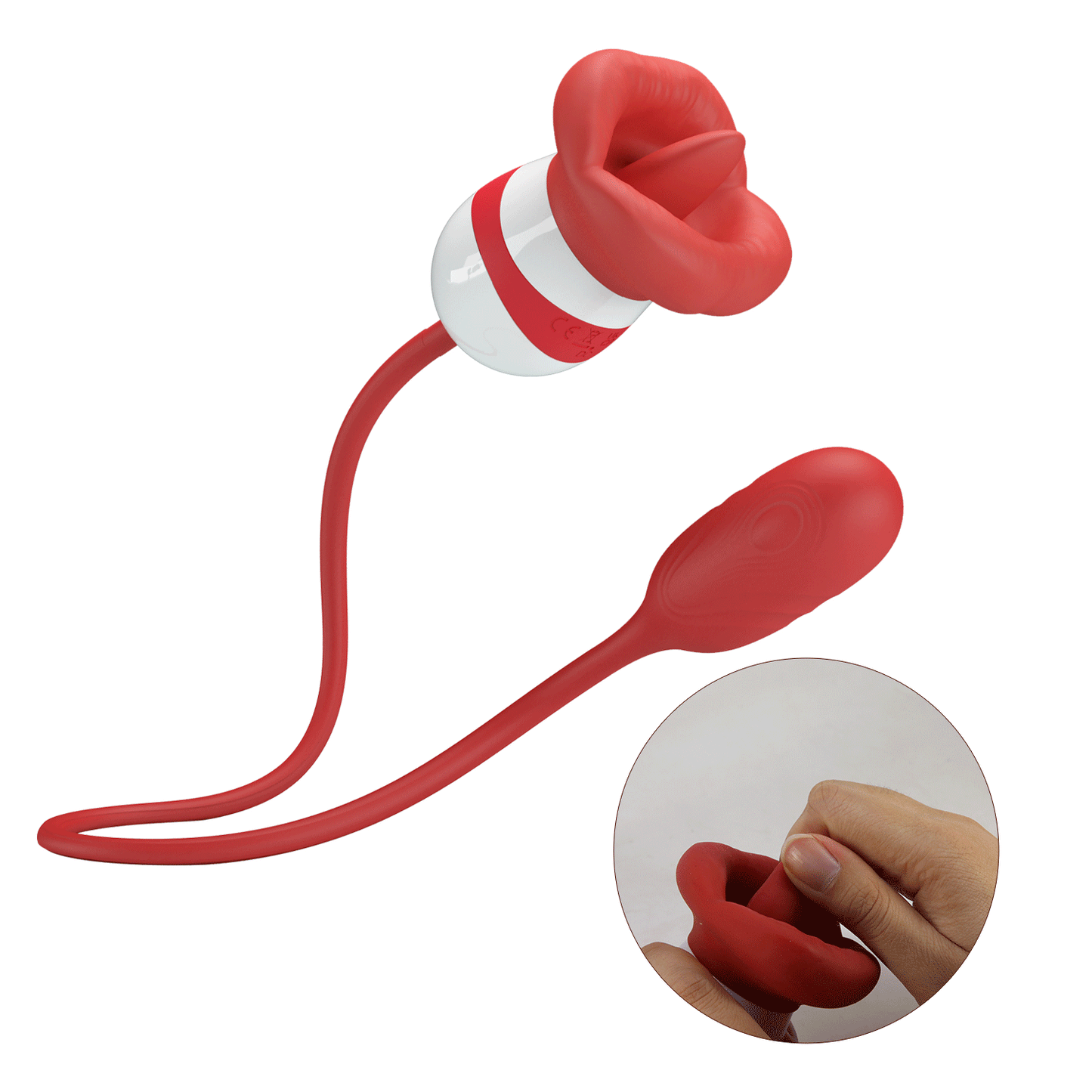 ALIYAH ESTIMULADOR DE CLITORIS CON LENGUA Y HUEVO VIBRADOR BOCA ROJO
