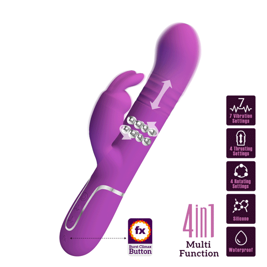 PRETTY LOVE - COALE VIBRADOR RABBIT MULTIFUNCIÓN 4 EN 1 MORADO