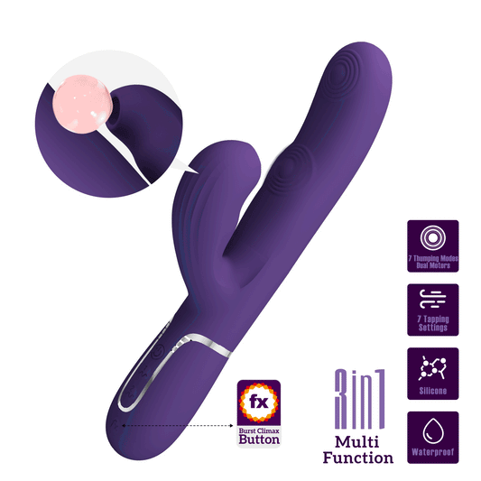 PRETTY LOVE - PERLITA VIBRADOR PUNTO G 3 EN 1 MULTIFUNCIÓN MORADO