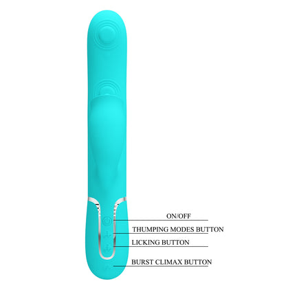PRETTY LOVE - VIBRADOR RABBIT CON LICKING VERDE AGUA