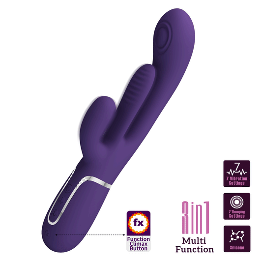 SHANIA TRIPLE VIBRADOR RABBIT MULTIFUNCIÓN MORADO RECARGABLE USB