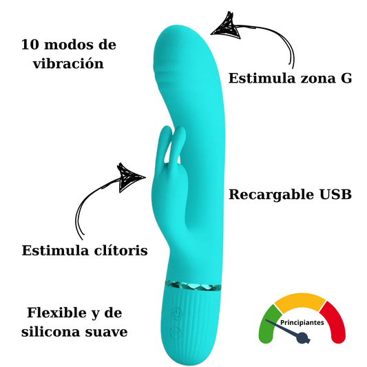 VIBRADOR RABBIT PRETTY LOVE - SCOCCO  TURQUESA