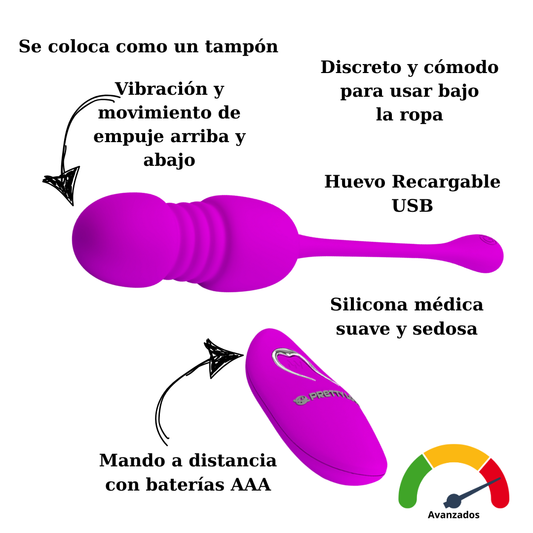 HUEVO VIBRADOR PRETTY LOVE - CALLIERI CON MOVIMIENTO DE EMPUJE