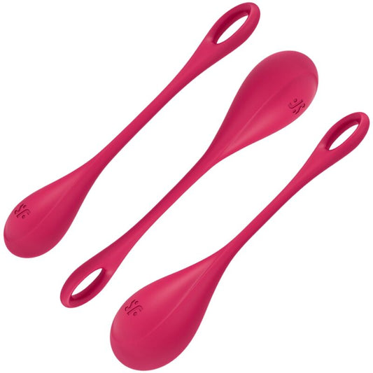 SATISFYER - YONI POWER 1 KIT DE ENTRENAMIENTO ROJO 22GRS + 46GRS + 74GRS