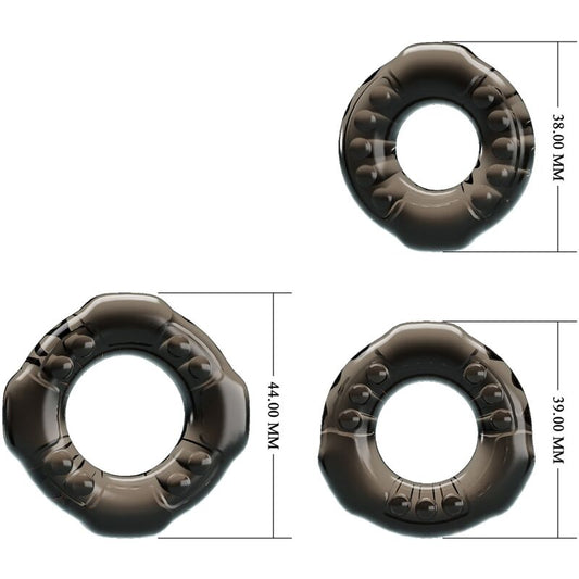 YVONNE SET 3 ANILLOS PENE SILICONA FLEXIBLES