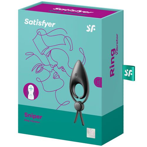 SNIPER ANILLO VIBRADOR NEGRO RECARGABLE USB SATISFYER