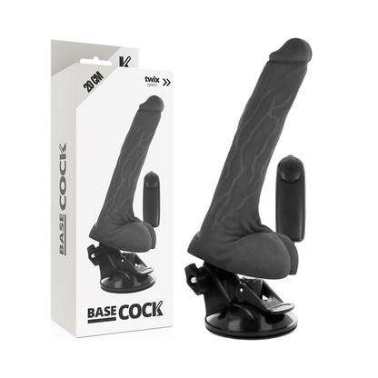 VIBRADOR REALISTICO 20 X 4 CM BASECOCK -  CONTROL REMOTO NATURAL CON TESTICULOS