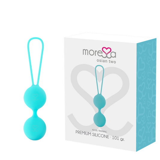 BOLAS KEGEL 101 GRAMOS MORESSA - OSIAN TWO ENTRENAMIENTO SUELO PELVICO  PREMIUM SILICONA TURQUESA