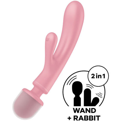 MASAJEADOR WAND Y RABBIT SATISFYER - 3 EN UNO TRIPLE LOVER  VIBRADOR RABBIT ROSA