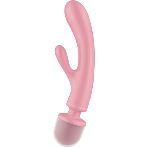 MASAJEADOR WAND Y RABBIT SATISFYER - 3 EN UNO TRIPLE LOVER  VIBRADOR RABBIT ROSA