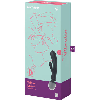 MASAJEADOR WAND Y RABBIT SATISFYER - 3 EN UNO TRIPLE LOVER  VIBRADOR RABBIT ROSA