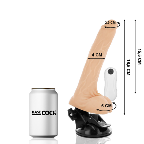 VIBRADOR REALISTICO 18.5 CM -O- 4 CM BASECOCK - ARTICULABLE CONTROL REMOTO NATURAL