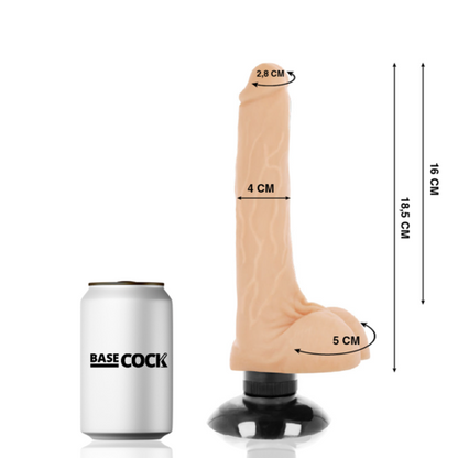 VIBRADOR REALISTICO CON VENTOSA 18,5 X 4CM BASECOCK - 2-1