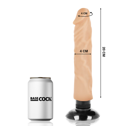 VIBRADOR REALISTICO CON VENTOSA 20 X 4CM BASECOCK - 2-1