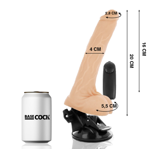 VIBRADOR REALISTICO 20 X 4 CM BASECOCK -  CONTROL REMOTO NATURAL CON TESTICULOS
