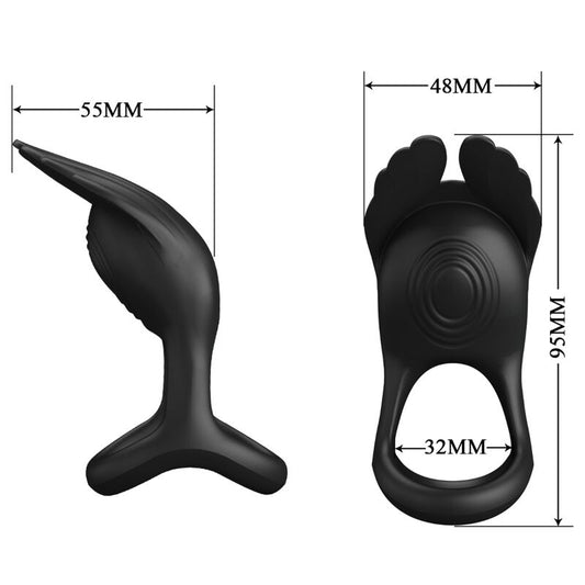 SILAS ANILLO VIBRADOR 7 FUNCIONES SILICONA NEGRO RECARGABLE USB