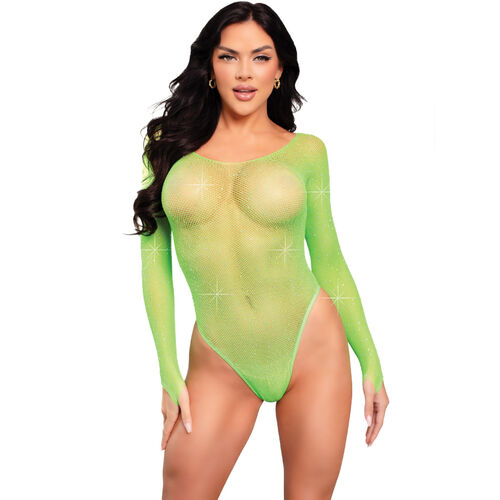 BODY LEG AVENUE - REJILLA CRISTALIZADA VERDE