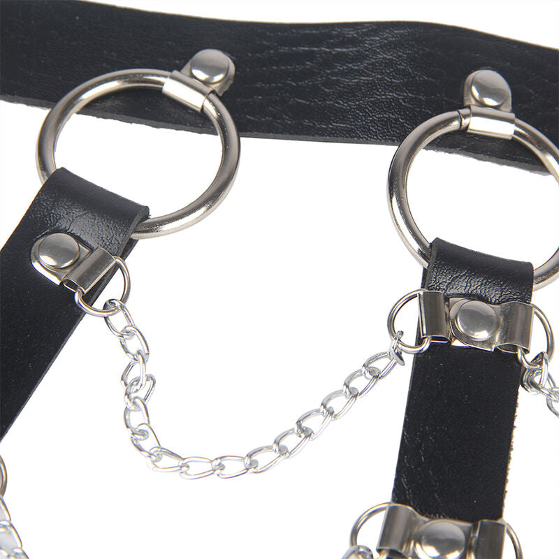 ARNÉS DE PECHO SUBBLIME - CADENAS CUERO NEGRO TALLA ÚNICA