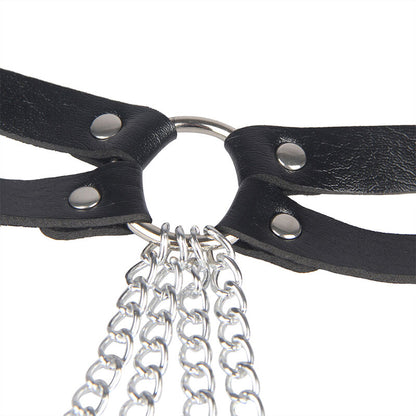 CINTURON DE CADENAS SUBBLIME - ANILLAS CUERO NEGRO TALLA ÚNICA