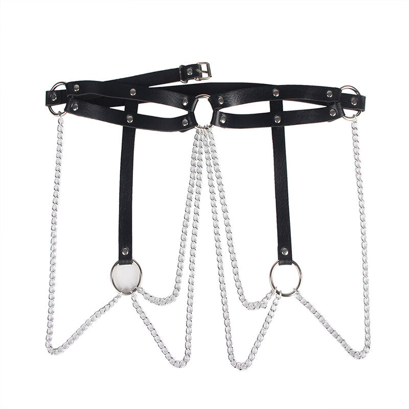 CINTURON DE CADENAS SUBBLIME - ANILLAS CUERO NEGRO TALLA ÚNICA