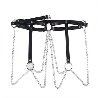 CINTURON DE CADENAS SUBBLIME - ANILLAS CUERO NEGRO TALLA ÚNICA