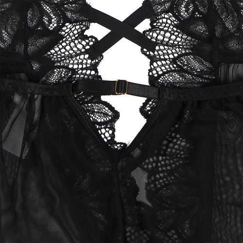 TEDDY  SUBBLIME - CUELLO HALTER ESPALDA DESCUBIERTA ENCAJE NEGRO S/M