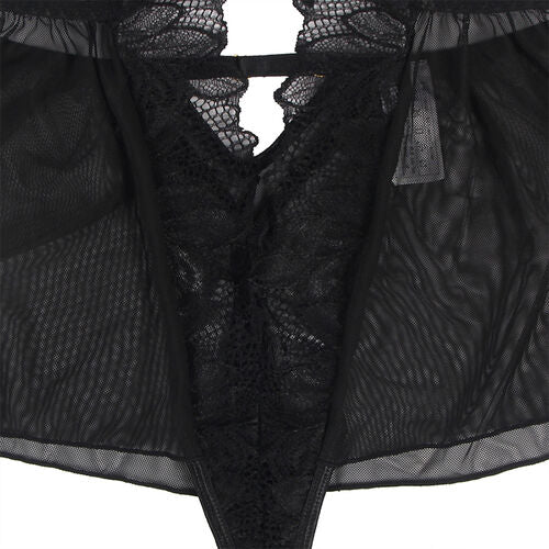 TEDDY  SUBBLIME - CUELLO HALTER ESPALDA DESCUBIERTA ENCAJE NEGRO S/M