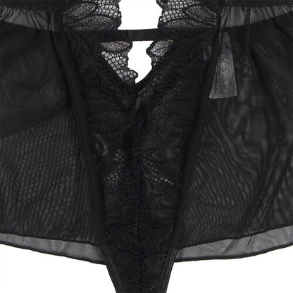 TEDDY  SUBBLIME - CUELLO HALTER ESPALDA DESCUBIERTA ENCAJE NEGRO S/M