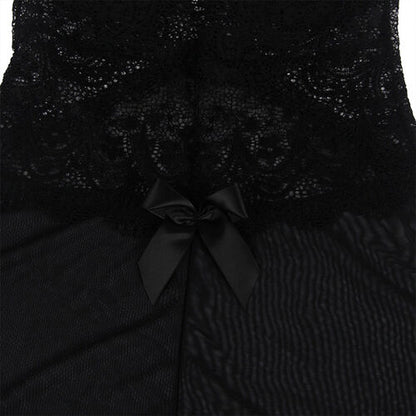 BABYDOLL SUBBLIME - TELA DE TUL DETALLE ENCAJE Y FLOR NEGRO S/M