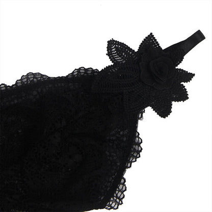 BABYDOLL SUBBLIME - TELA DE TUL DETALLE ENCAJE Y FLOR NEGRO S/M