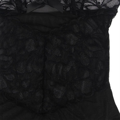 BABYDOLL SUBBLIME - CON TIRANTES AJUSTABLES Y ESTAMPADO FLORAL DE ENCAJE TRANSPARENTE NEGRO S/M