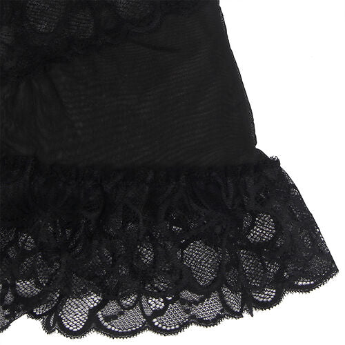 BABYDOLL SUBBLIME - CON TIRANTES AJUSTABLES Y ESTAMPADO FLORAL DE ENCAJE TRANSPARENTE NEGRO S/M