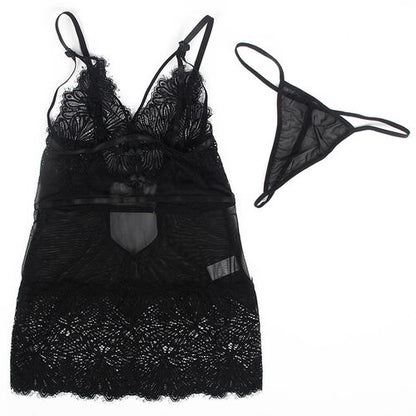 BABYDOLL SUBBLIME - CON TIRANTES AJUSTABLES DE ENCAJE NEGRO S/M