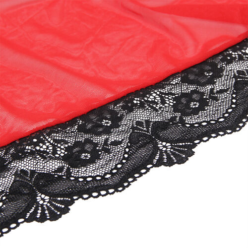 BATA SUBBLIME - TELA TRANSPARENTE DETALLE ENCAJE ROJO S/M