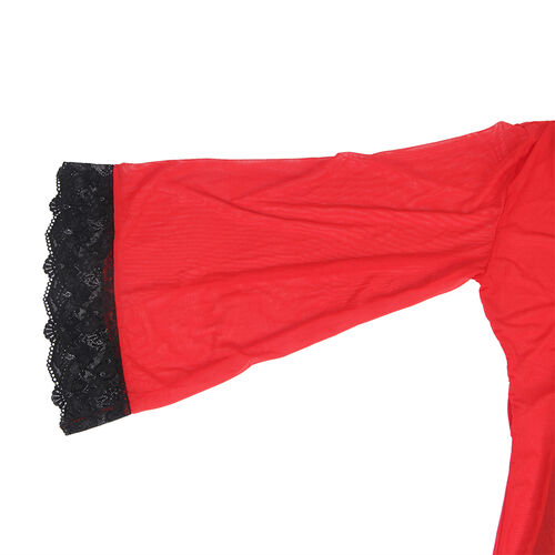 BATA SUBBLIME - TELA TRANSPARENTE DETALLE ENCAJE ROJO S/M