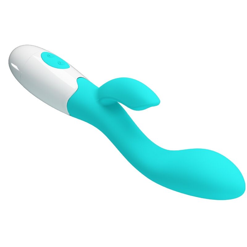 BRIGHTY VIBRADOR RABBIT CLÁSICO VERDE AGUA CON 2 BATERÍAS AAA