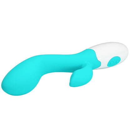 BRIGHTY VIBRADOR RABBIT CLÁSICO VERDE AGUA CON 2 BATERÍAS AAA