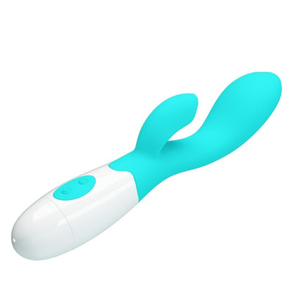 BRIGHTY VIBRADOR RABBIT CLÁSICO VERDE AGUA CON 2 BATERÍAS AAA