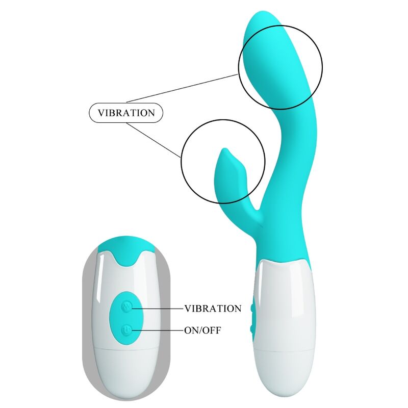 BRIGHTY VIBRADOR RABBIT CLÁSICO VERDE AGUA CON 2 BATERÍAS AAA