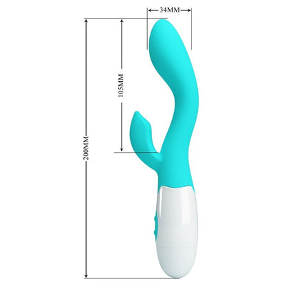 BRIGHTY VIBRADOR RABBIT CLÁSICO VERDE AGUA CON 2 BATERÍAS AAA