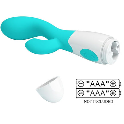 BRIGHTY VIBRADOR RABBIT CLÁSICO VERDE AGUA CON 2 BATERÍAS AAA