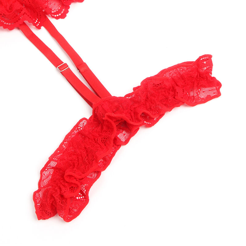 TEDDY SUBBLIME - CON LIGA DETALLE ENCAJE Y TIRAS ROJO S/M