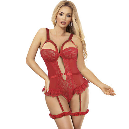 TEDDY SUBBLIME - CON LIGA DETALLE ENCAJE Y TIRAS ROJO S/M