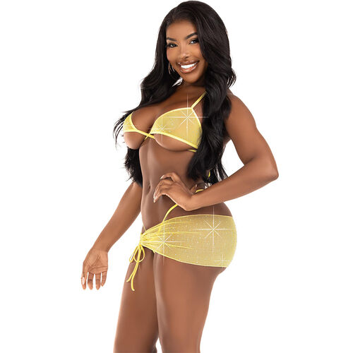 SET TRES PIEZAS LEG AVENUE -  DIAMANTES AMARILLO S/M
