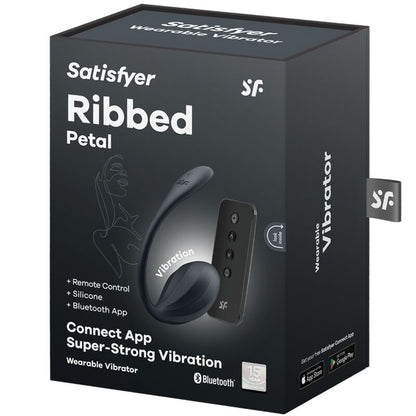 HUEVO VIBRADOR SATISFYER - RIBBED PETAL ESTIMULADOR PUNTO G CONTROL REMOTO NEGRO APP GRATUITA