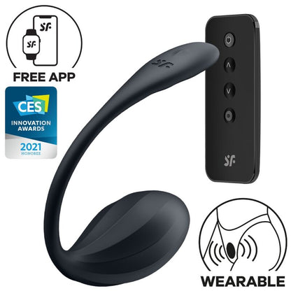 HUEVO VIBRADOR SATISFYER - RIBBED PETAL ESTIMULADOR PUNTO G CONTROL REMOTO NEGRO APP GRATUITA